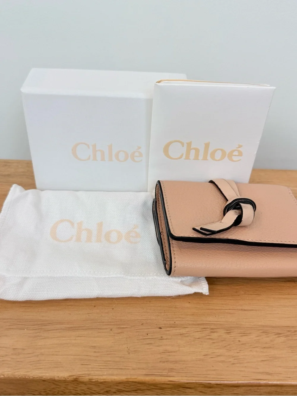 Chloé Blush Leather Knot Wallet